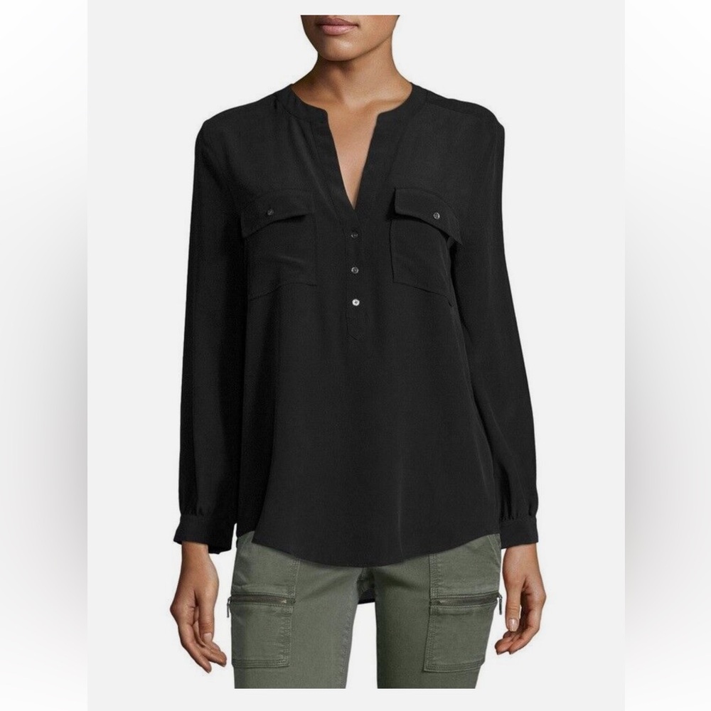 NWOT JOIE 'Pauline' Silk Blouse in Caviar Size Small